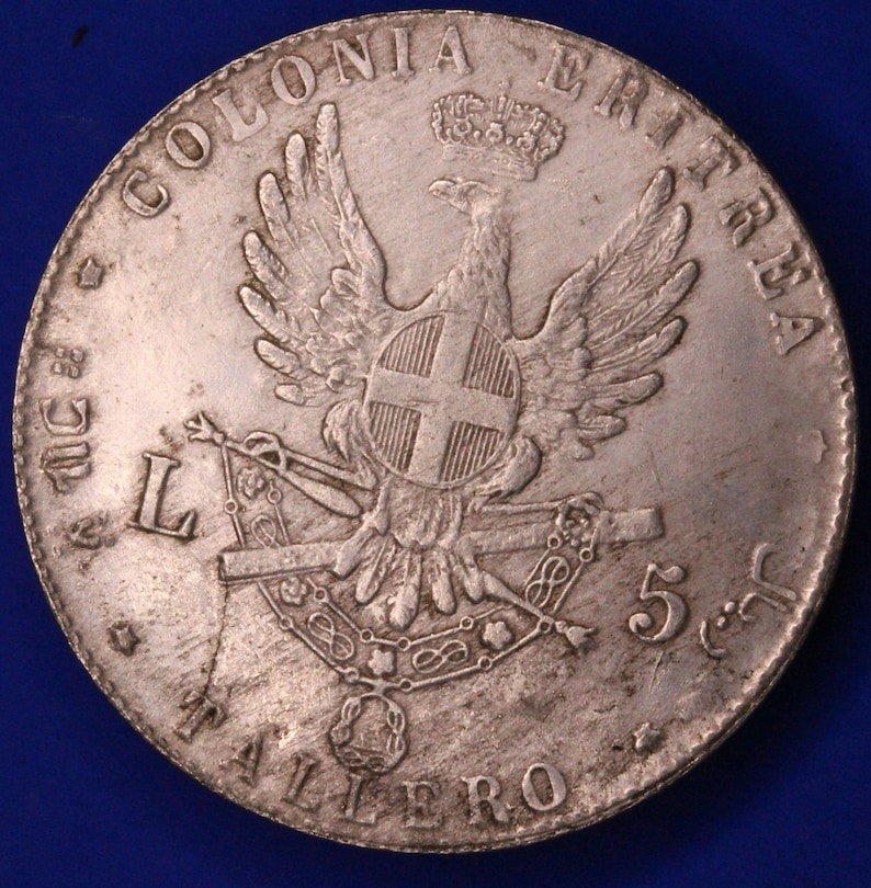 R0321 18672 Replica coin Umberto I Crown size REPRODUCTION 1891 Italy 1 Tallero 5 Lire