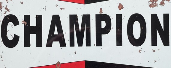 Metal Vintage Style Wall Sign - Champion Spark Plugs Metal Sign