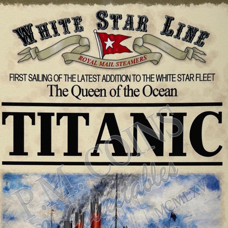 Metal Vintage Style Wall Sign - Titanic First Sailing 20 X 30cm [TIT01 ...