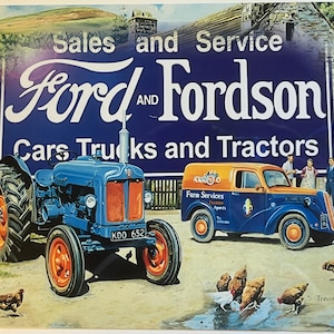 Letrero de pared de metal estilo vintage: tractores Ford Fordson de 10 x 8 pulgadas [FORD2]