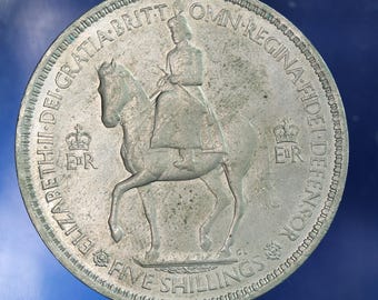 Brittiskt mynt - 1953 Elizabeth II:s kröningskrona, fem shillingmynt [10/26 35792]