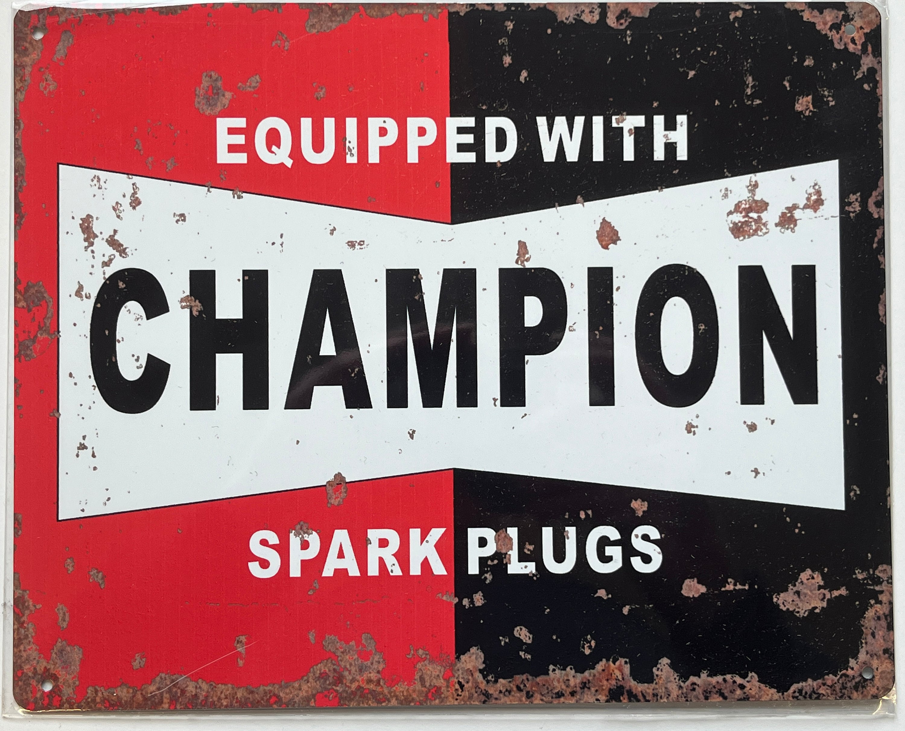 Metal Vintage Style Wall Sign - Champion Spark Plugs Metal Sign