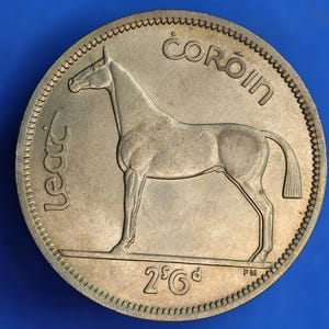 GENUINE 1963 Irish Half Crown 2/6 Ireland EIRE coin, Irish Hunter [05/25 32456]