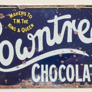 Aluminium Vintage Style Wall Sign - Rowntrees Chocolates Blue 12x6 inch [RTREE]