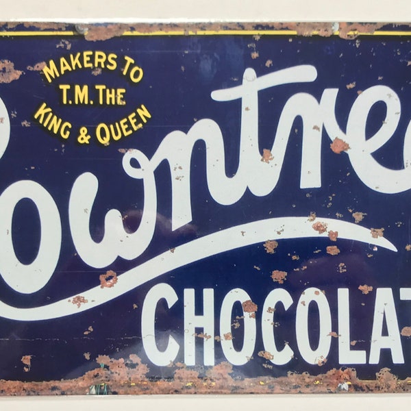 Aluminium Vintage Style Wall Sign - Rowntrees Chocolates Blue 12x6 inch [RTREEb]