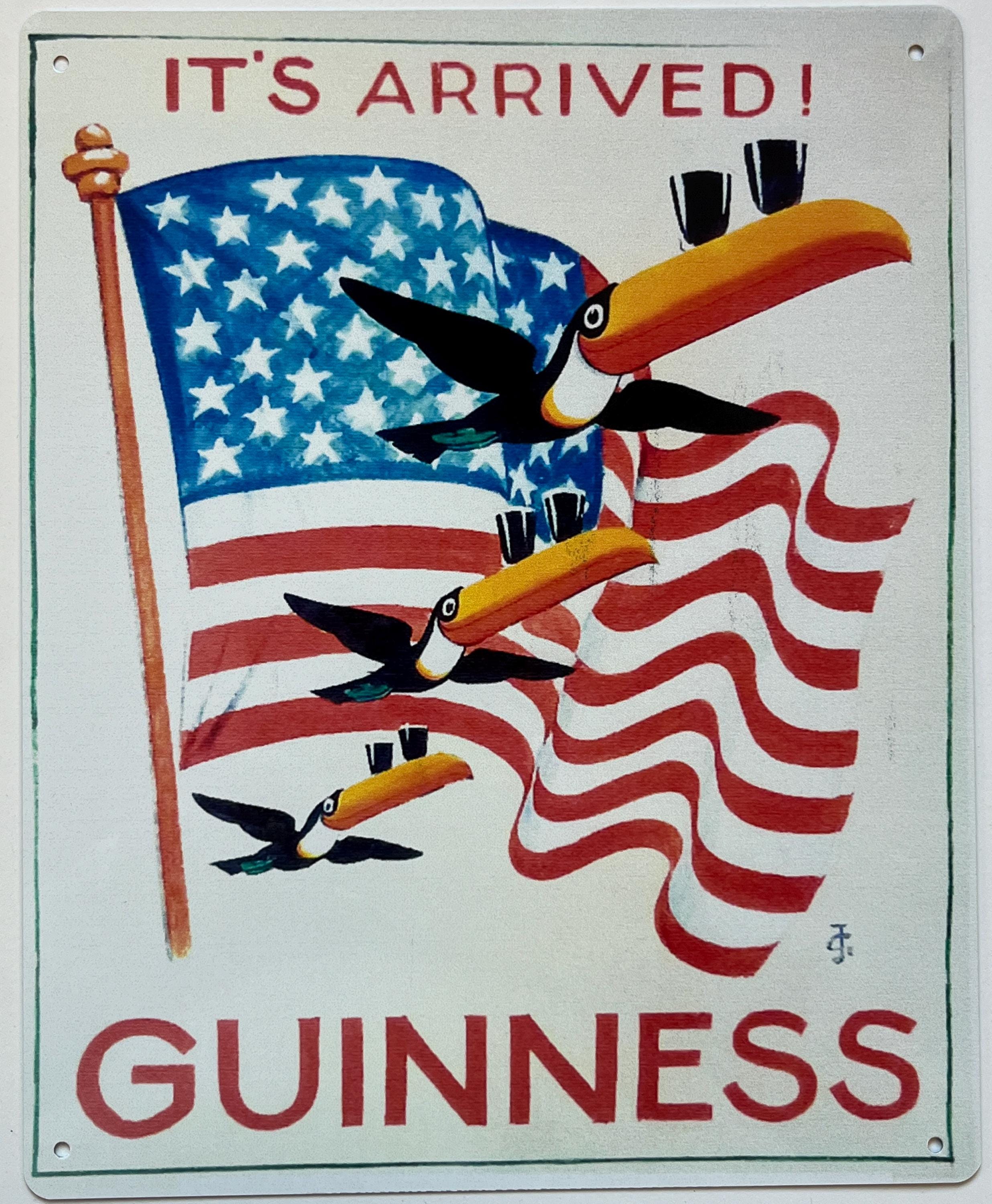 Metal Vintage Style Wall Sign - It's Arrived Guinness - USA /stars