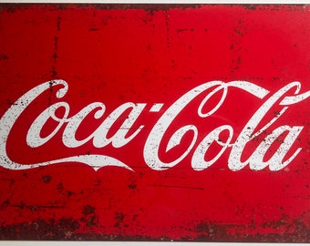 Metal Vintage Style Wall Sign - Coke, Coca-Cola Advertising Sign, Rusty look, 10.5 x 7 inches [COKE3]
