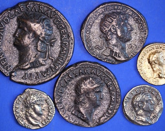 6 REPRODUCTION Roman coins, Sestertius, Dupondius, Aureus, Denarius, Nice group [6MRC]