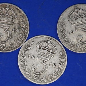 GENUINE British Coins -  George V threepences, 92.5% silver 3d coins  [10/24 31244]