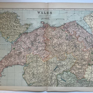 Original Landkarte von 1891, Nordwales, 21x13 Zoll, Posterdruck [06/24-30205]