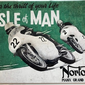 Metal Vintage Style Wall Sign - Isle Of Man Norton TT Race Motorbikes Motorcycles 10x8 inch [TT01]