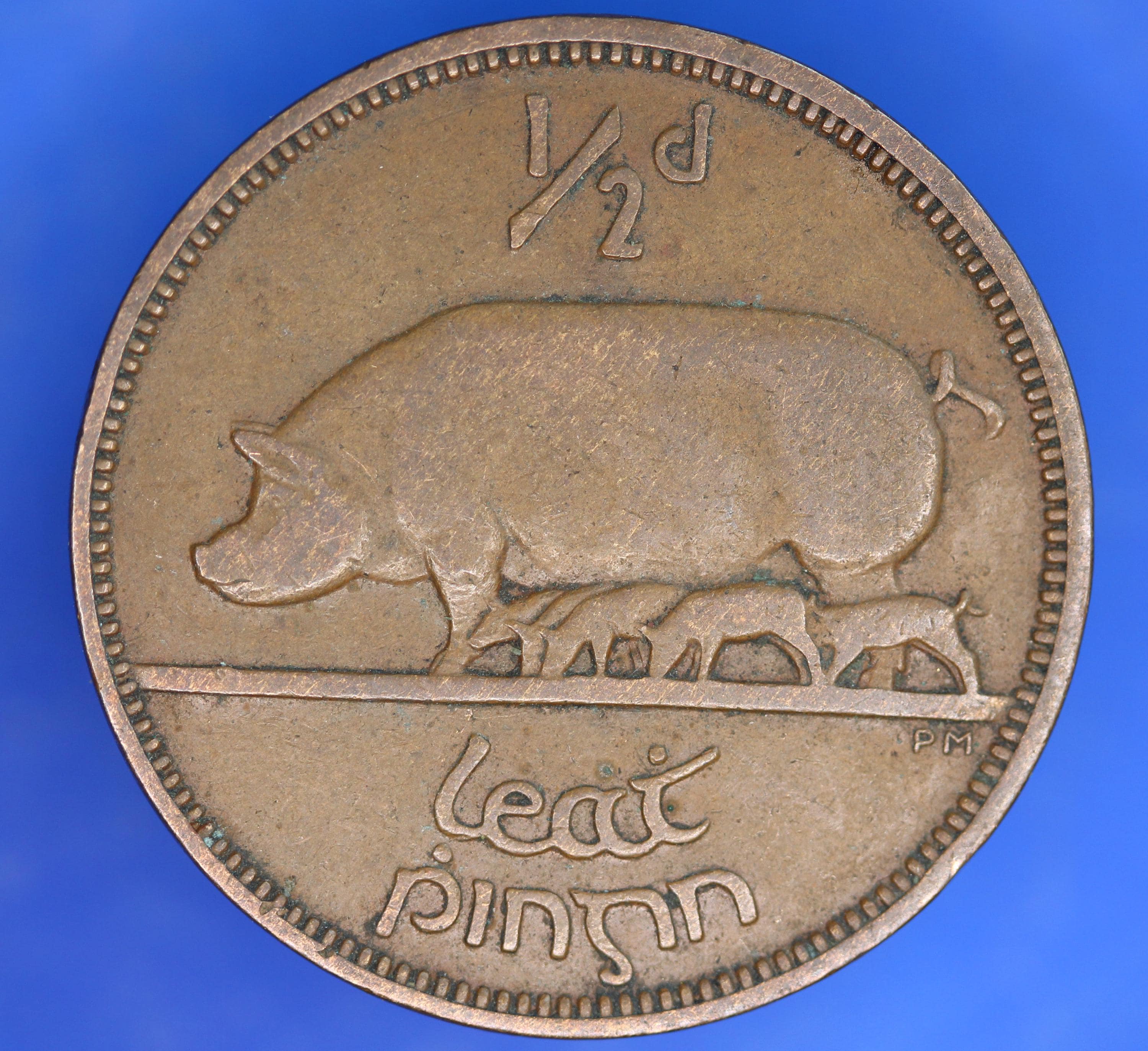 GENUINE 1940 Irish Half Penny 1/2d EIRE Ireland Coin, Sow