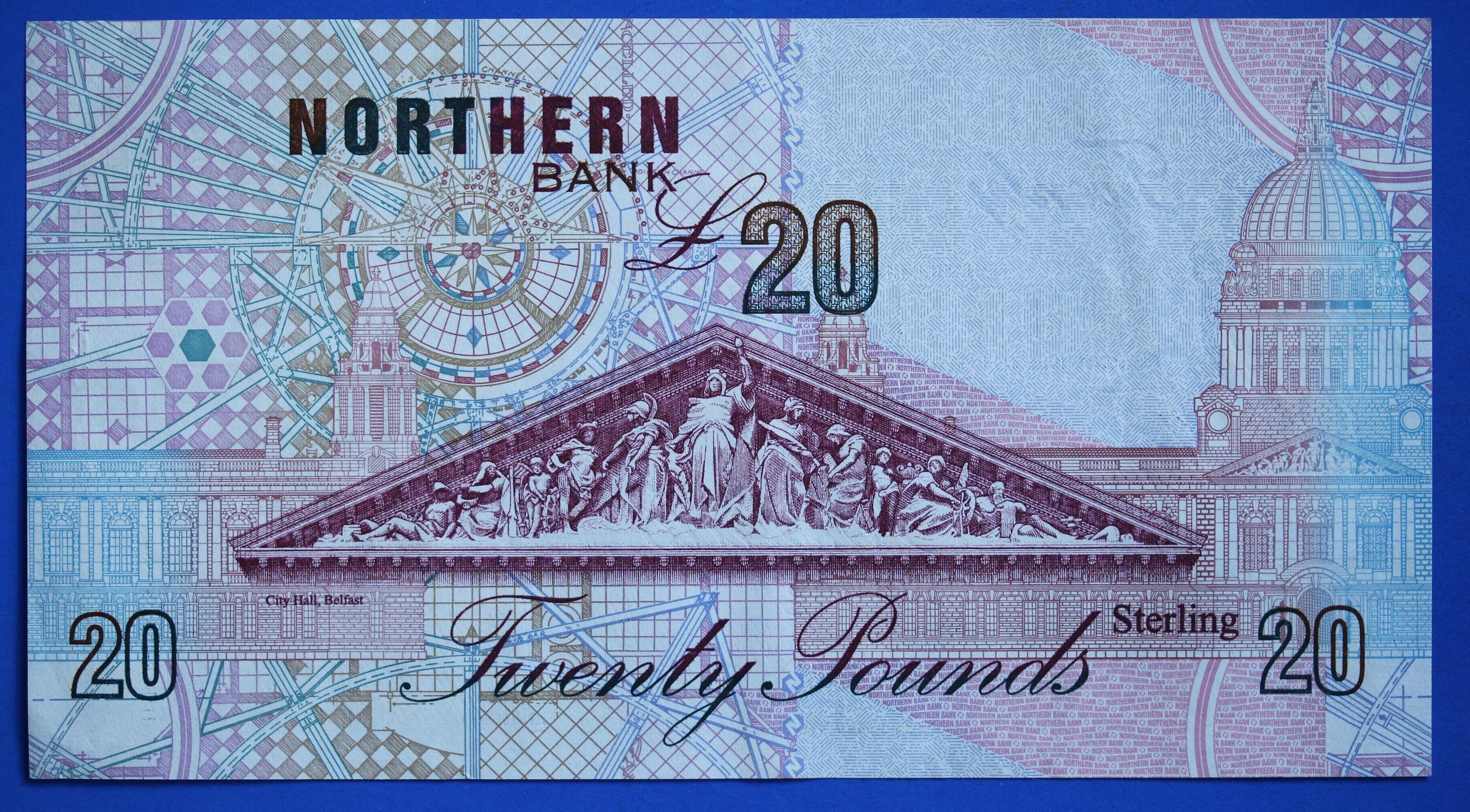 1999 Nothern Bank, Northern Ireland, Twenty Pound, 20 Pound