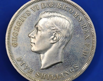 GENUINE British Coin -  1951 George VI Crown, five shilling, Festive of Britain coin  [11/23 28867]