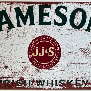 Metal Vintage Style Wall Sign - Jameson Irish Whiskey Advertising Sign, Rusty look, 10.5 x 7 inch [JAM2]