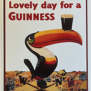 Plaque murale en métal de style vintage - Lovely Day For A Guinness Toucan, 25 x 20 cm [GUIN8]