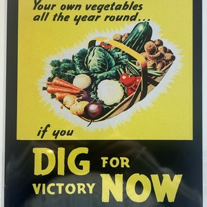 Metal Vintage Style Wall Sign - If You Dig For Victory Now - Metal Propaganda Wall Sign, 10x8 inches [WW2c]