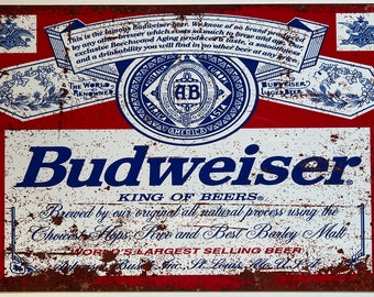 Metal Vintage Style Wall Sign - Budweiser Advertising Sign, Rusty look, 10.5 x 7 inch [BUD1]