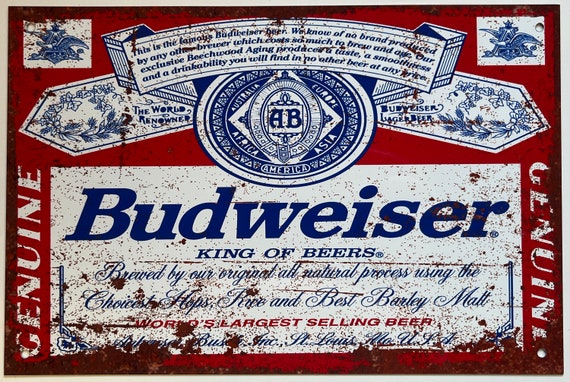 Metal Vintage Style Wall Sign - Budweiser Advertising Sign, Rusty