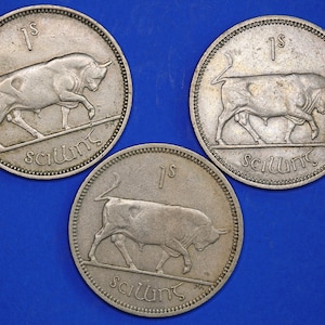 GENUINE Irish shillings Ireland EIRE coin, Various Dates, Bull Coin [R11/24 28890]