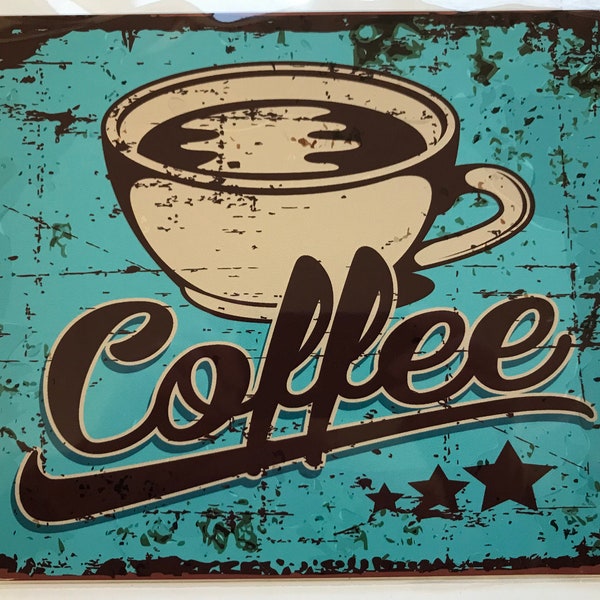 Metall Aluminium Vintage Stil Wandschild - Kaffeeschild 10x8 Zoll [COFF]