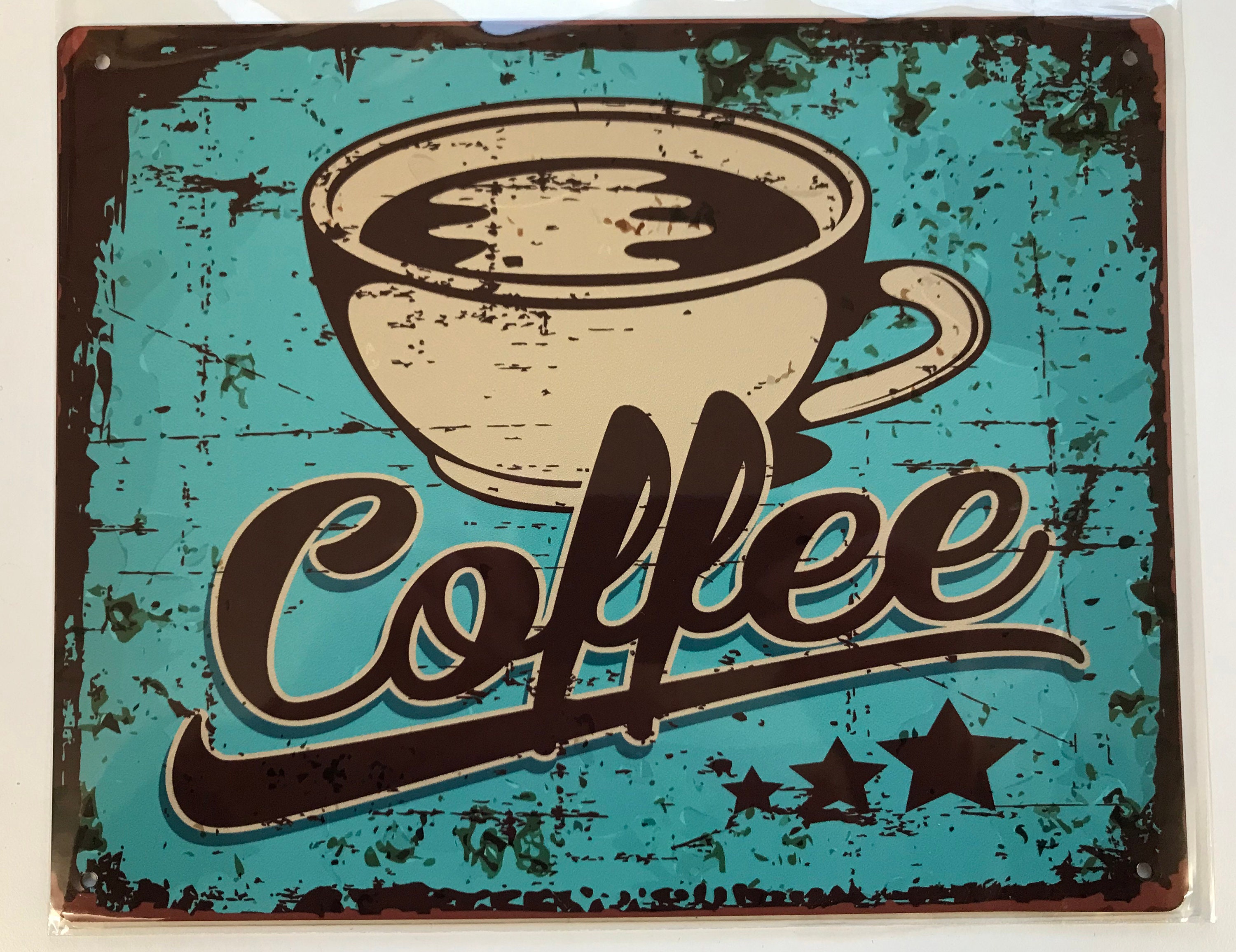 Metal Aluminium Vintage Style Wall Sign - Coffee Sign 10x8 Metal Aluminium Vintage Style Wall Sign - Coffee Sign 10x8