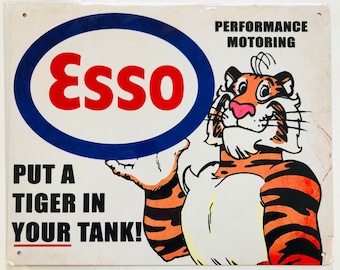 Vintage Esso Tiger Replica Ad Print – 1960s Gas Station Art