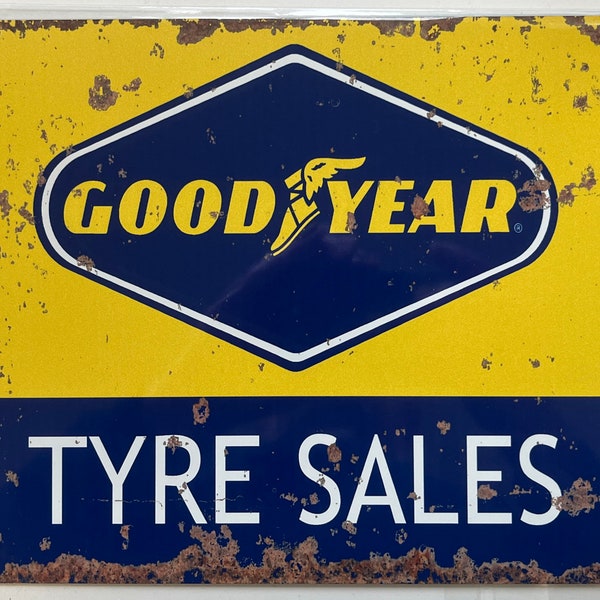 Metal Vintage Style Wall Sign - Goodyear Tyre Sales 10x8 inch [GOODYR]