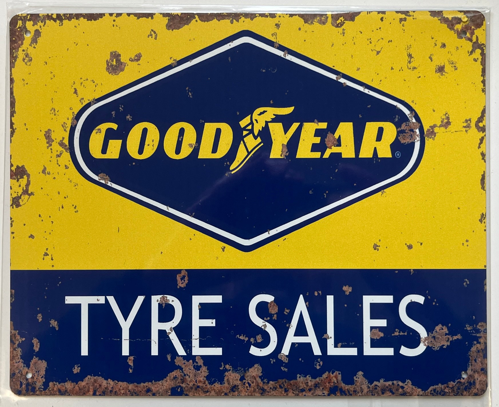 Metal Vintage Style Wall Sign - Goodyear Tyre Sales 10x8 Inch