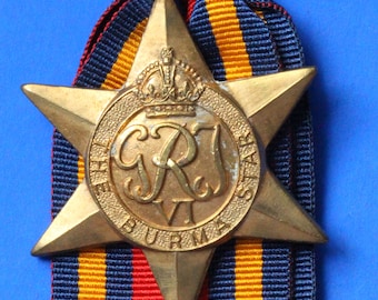 British Army WW2 World War 2, George VI Burma Star Medal and ribbon [09/23 28217]