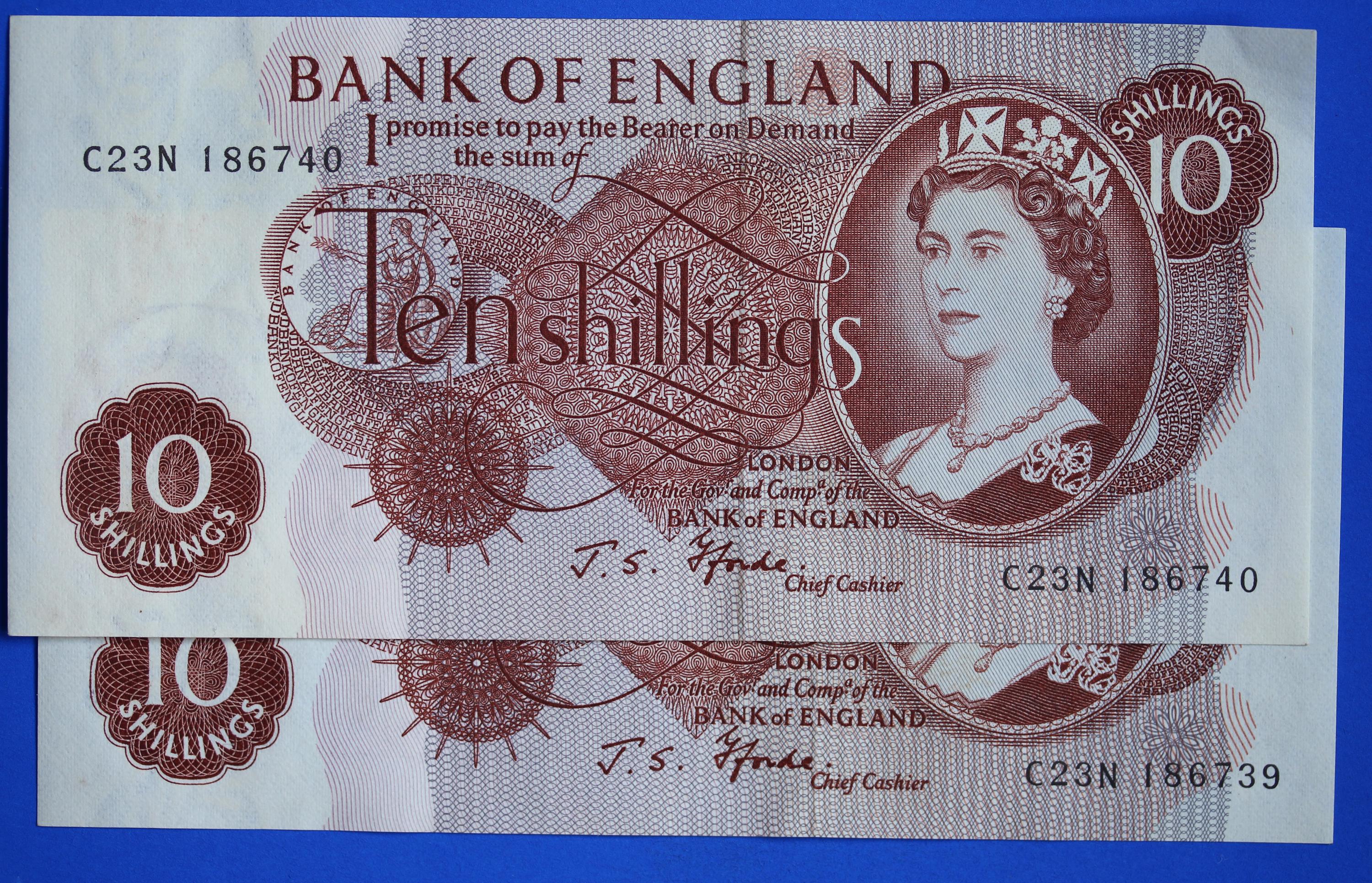 1952-… : Elizabeth II. - Inghilterra - Banconota Circolata Da 10 Scellini - 1966 - Foto 8