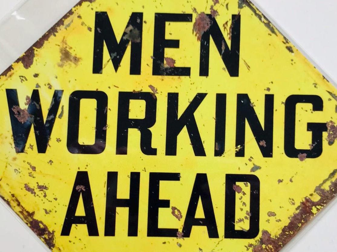Metal Vintage Style Wall Sign - MEN WORKING AHEAD 8 X 8 Inch