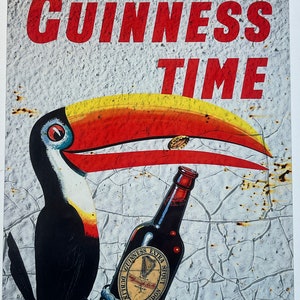 Letrero de pared metálico estilo vintage - Guinness Time, cartel publicitario de tucán, aspecto oxidado, 30 x 20 cm [GUIN6]