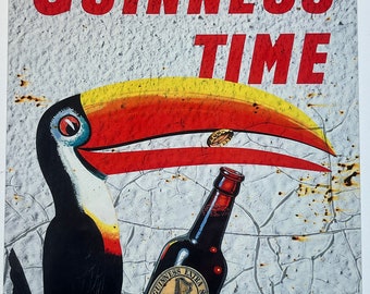 Metall Vintage Stil Wandschild - Guinness Time, Tukan Werbeschild, Rostoptik, 30 x 20 cm [GUIN6]