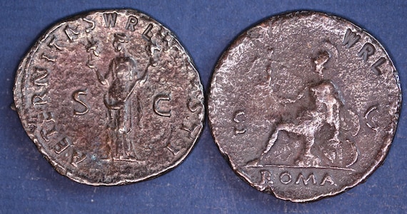 Hadrian Denarius in information pack HDCP REPRODUCTION Roman coin