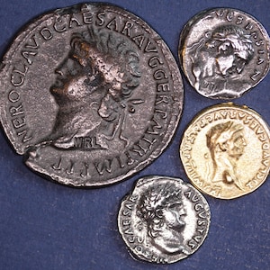 4 REPRODUCTION Roman coins, Sestertius, Aureus, Denarius, Nice group [4MRC]