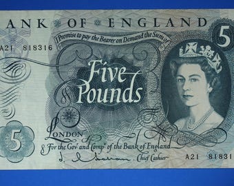 1955 Banque d'Angleterre Une livre 1 livre, billet O'Brien « S45K » [R11/24 28637] - France