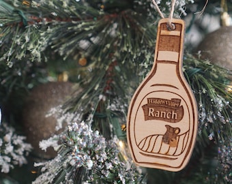 Ranch Ornament / Laser Engraved Wood Ornament / Ranch Dressing / Tree Ornament