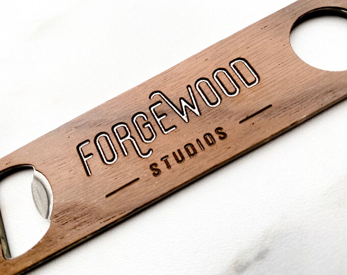 Custom Bottle Opener Logo Engraved Wood Handheld / Custom Gift Etsy