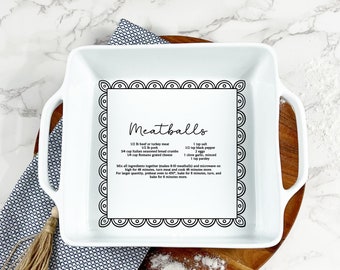 Custom Handwritten Recipe Bakeware | Personalized casserole pan | Hand written recipe | engraved baking dish | Display Pie Pan