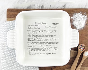 Handwritten Dish with YOUR handwriting |Personalized casserole pan |Favorite Recipe Pan |  engraved baking dish | Display Pie Pan | 8x8 dish