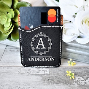 Leather Cell Phone Wallet | Phone ID Holder | Monogram Wallet | Last Name Debit Card Case | Personalized | Valentines Day | Fathers Day