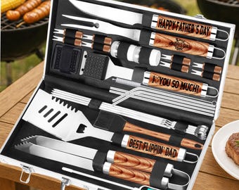Personalized BBQ Grill Tool Set With Case – Custom Father's Day