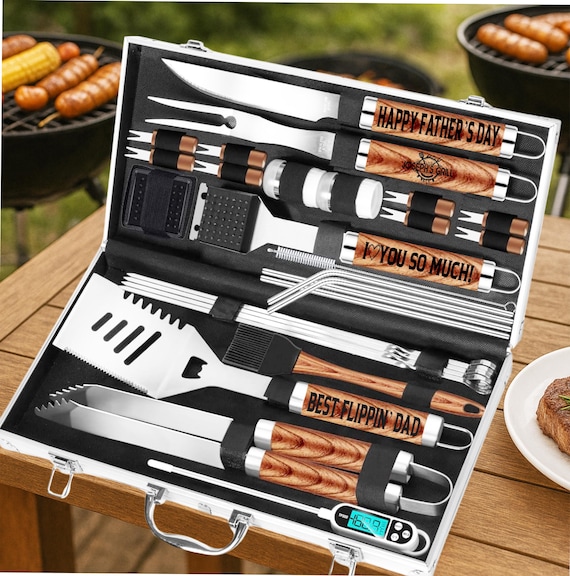 Bbq Tool Holder With 4 Hooks Chrome Bbq Utensils Outdoor - The Atrium