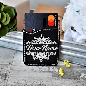 Leather Cell Phone Wallet | Phone ID Holder | Monogram Wallet | Last Name Debit Card Case Personalized | Valentines Day | Fathers Day