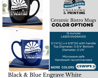 Personalized Bistro Mug | Large 16 ounce mug | 16oz | Curved Mug with  handle | High gloss mug |Gift for her | Gift for Him