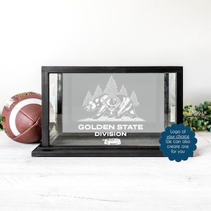 Custom Football Display Showcase | Laser Engraved log | Personalized with your team | Gift for Dad | Man Cave | Sports memorabilia