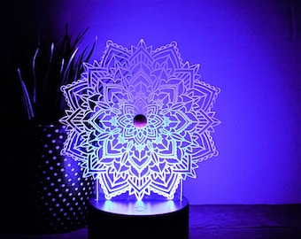 Personalized Mandala LED Night Light | Custom Engraved Gift - Etsy