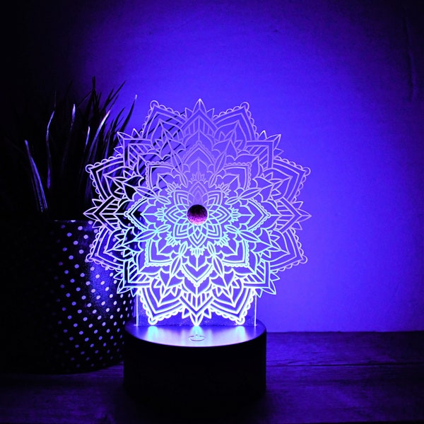Personalized Mandala Night Light | LED Night LightPersonalized | Valentines Day | Fathers Day
