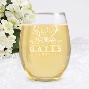 Family Reunion Custom engraved Stemless Wine Glasses | Fathers Day